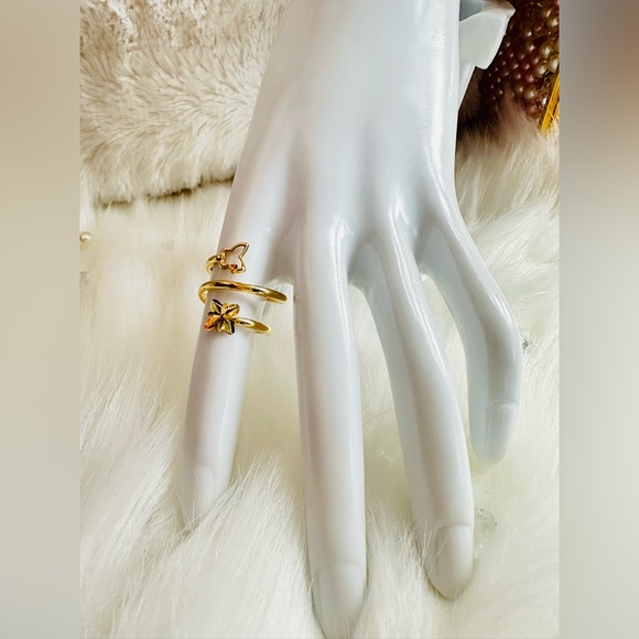 Spiral Ring with Butterfly  💛 Real 18 Karat Solid Gold Jewelry 💛 - Picture 4 of 10